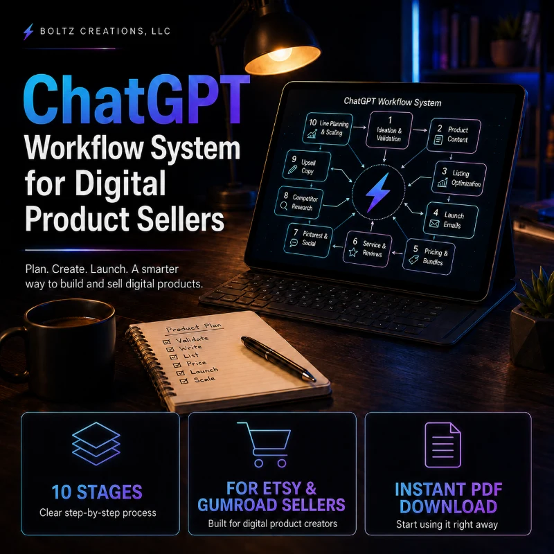 ChatGPT Workflow System for Digital Product Sellers cover